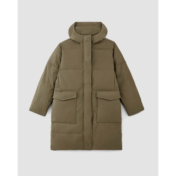 Everlane ReNew Long Puffer Coat Kalamata Green Size Large - Picture 10 of 12